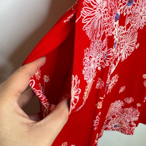 Free People Blue Hawaii Printed Floral Fit and Flare Button Collar Dress small - Picture 8 of 11